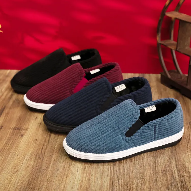 秋冬加绒千层底布鞋男款保暖防滑软底舒适休闲鞋北京布鞋千层底
