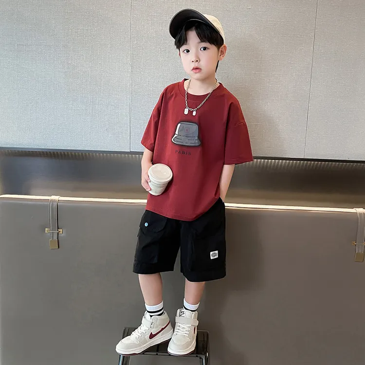 男童套装儿童夏季新款中大童短袖韩版休闲T恤帅气套现短裤款衣服