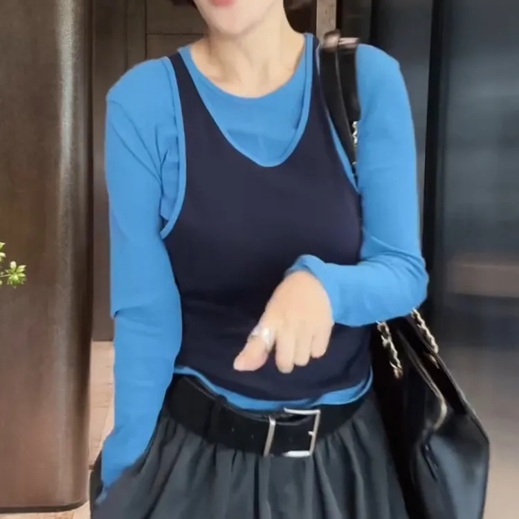 2025新款韩版设计师经典百搭短袖T恤女真两件套LK2505552