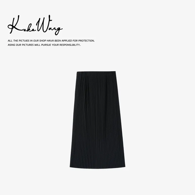 KOKOWANG春夏时尚垂感弹力显修长钢琴家褶百搭半身裙412445B15Q42