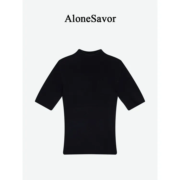 【ALONE SAVOR】龍喜儿轻奢100%纯羊毛针织衫半高领M857