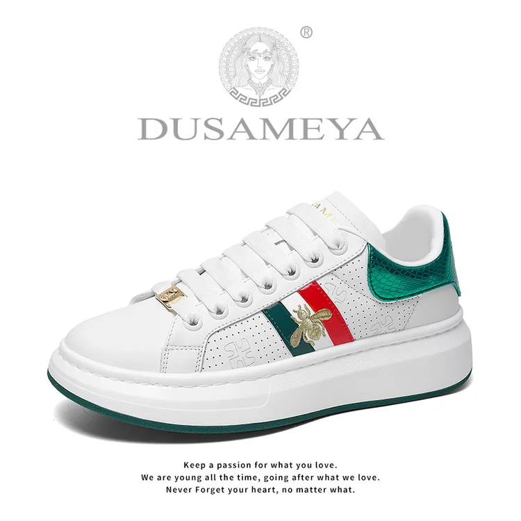 DUSAMEYA/杜莎米娅男鞋秋季新款牛皮鞋轻奢刺绣手工鞋厚底板鞋