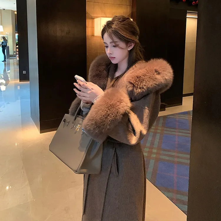 战袍大衣高奢双面毛呢大衣女秋冬高级感2025冬新款呢子外套小个子