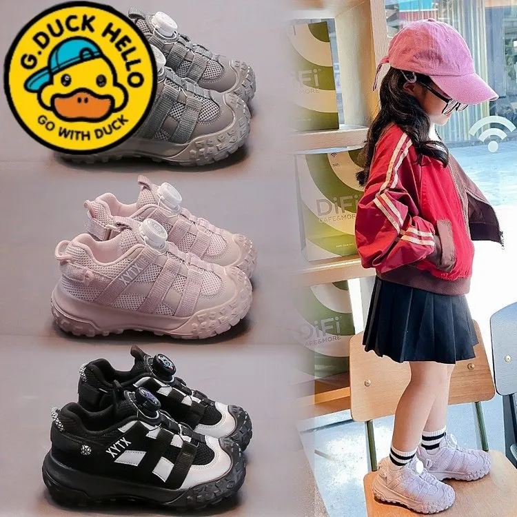 G. DUCK HELLO小黄鸭儿童运动鞋2025新款男童透气旋转软底纽扣老
