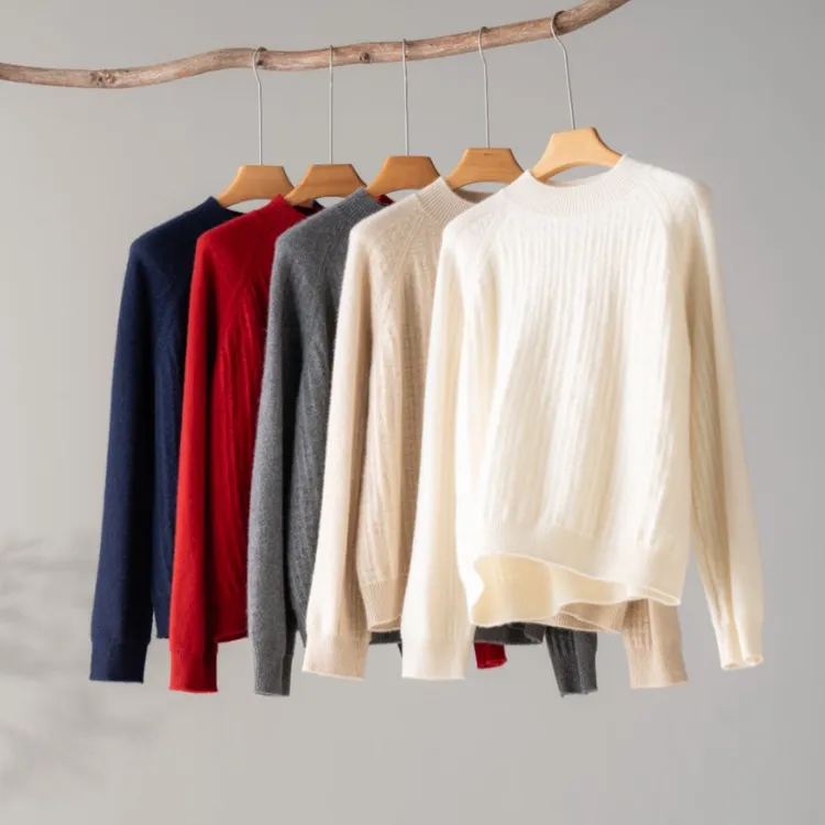 【节节高升】加厚女士半高领纯羊绒衫