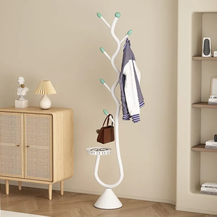 衣架落地立式家用客厅卧室衣帽架轻奢玄关挂衣架简约奶油风挂包架