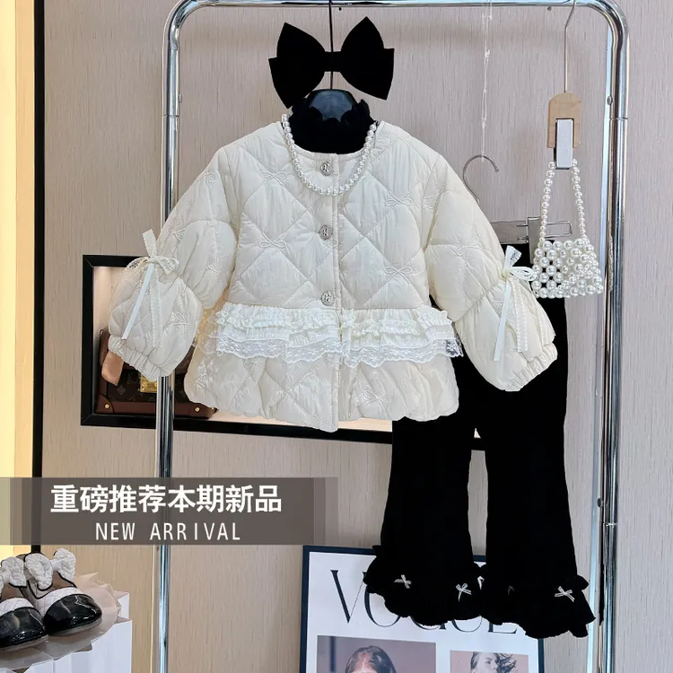 女童冬装棉服外套2025新款冬季加厚洋气小女孩韩版儿童时尚套装