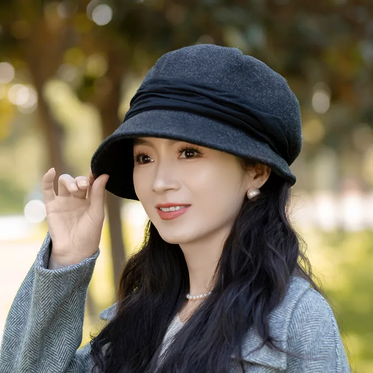 帽子女2025新款时尚百搭贝雷帽加绒保暖冬季女士显脸小堆堆八角帽