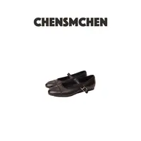 CHENSMCHEN 小香风刺绣花朵菱格纹复古优雅玛丽珍鞋