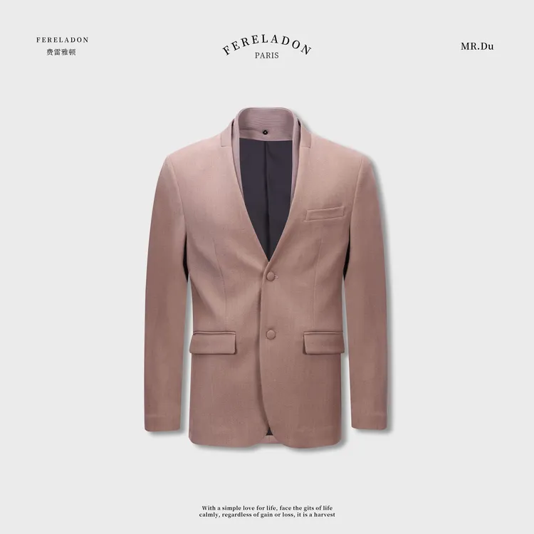 【原价899断码福利 】秋季绵羊毛休闲时尚双开叉无领西服+35967