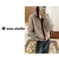 SU  开襟常规拉链长袖宽松型女短帽衫开衫秋冬  H0823