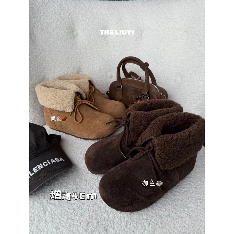 【LIUYI】巨好穿的小土豆增高厚底博肯短靴雪地靴2839