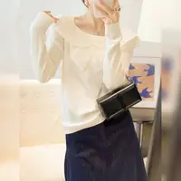 5193秋冬毛衣长袖琉璃纱领女装韩版小香风温柔轻奢百搭时尚打底衫