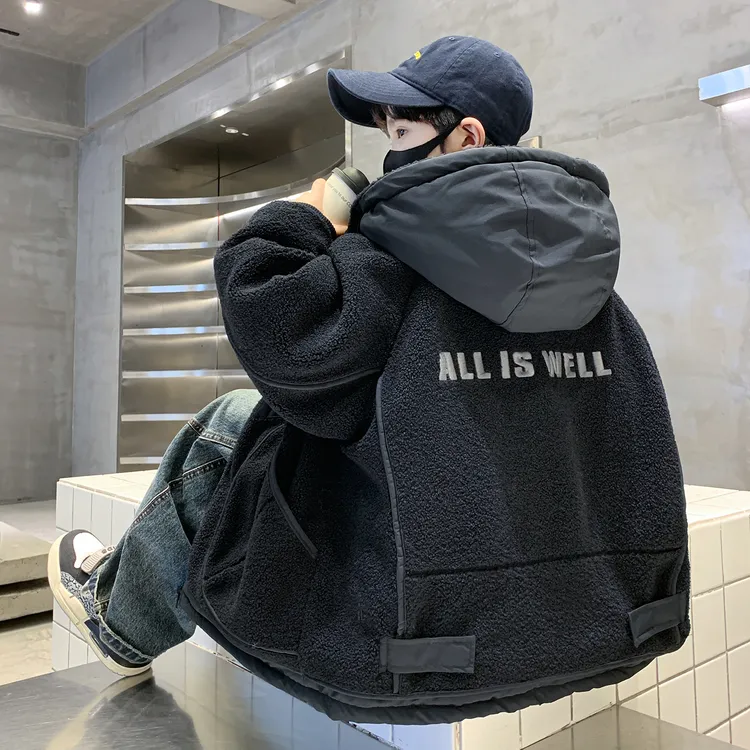 男童冬装加绒外套2025新款儿童秋冬季中大童男孩加厚羊羔绒毛毛衣