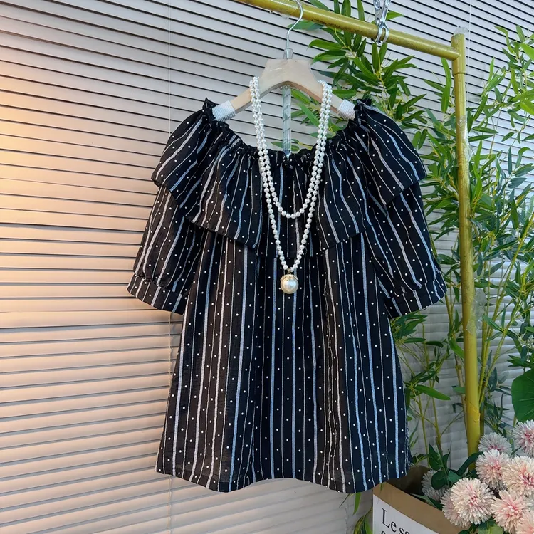 6002胖mm欧货韩系时尚荷叶领可一字肩气质减龄显瘦百搭短袖衫