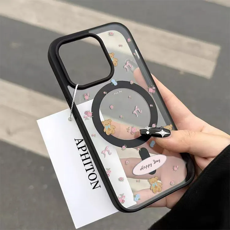 奥菲顿蝴蝶结小熊玩偶适用iPhone16/15pro苹果14磁吸手机壳13套12