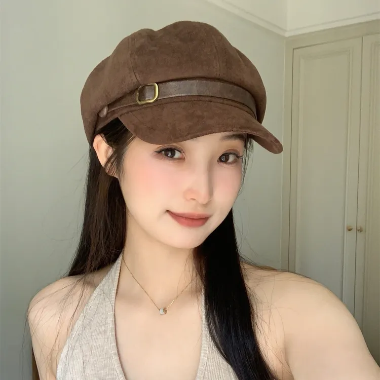 慕斯棕棕~秋冬新款复古贝雷帽女韩系气质时尚显脸小八角帽网红