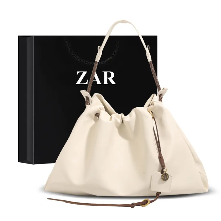 ZAR&RUILR/查瑞娜抽绳束口云朵流浪包包女大容量通勤托特包垃圾袋