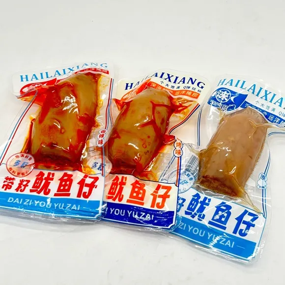 海涞香带籽鱿鱼仔烧烤香辣味原味称重小包500g即食海味解馋小零食