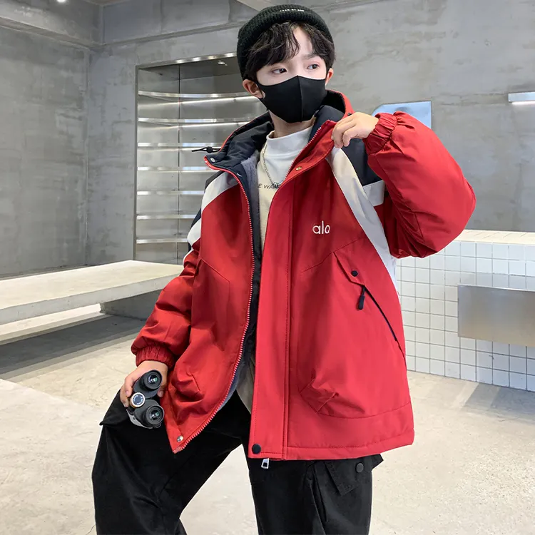男童加绒加厚风衣外套秋冬款2025新款儿童派克服冬装中大童保暖潮