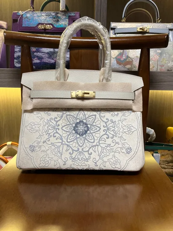 山月美学高定系列-大铂金 TOGO 皮 内里羊皮 打籽绣 嵌螺钿 大观