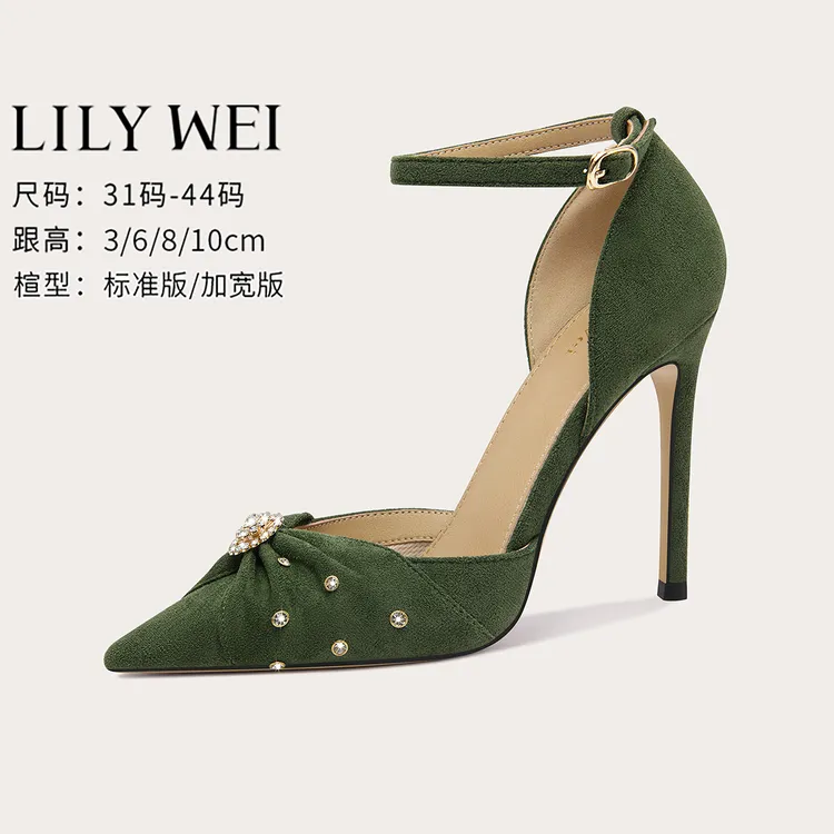 LilyWei【绿光森林】设计感绝美高跟凉鞋夏2025新款女鞋大码41-43