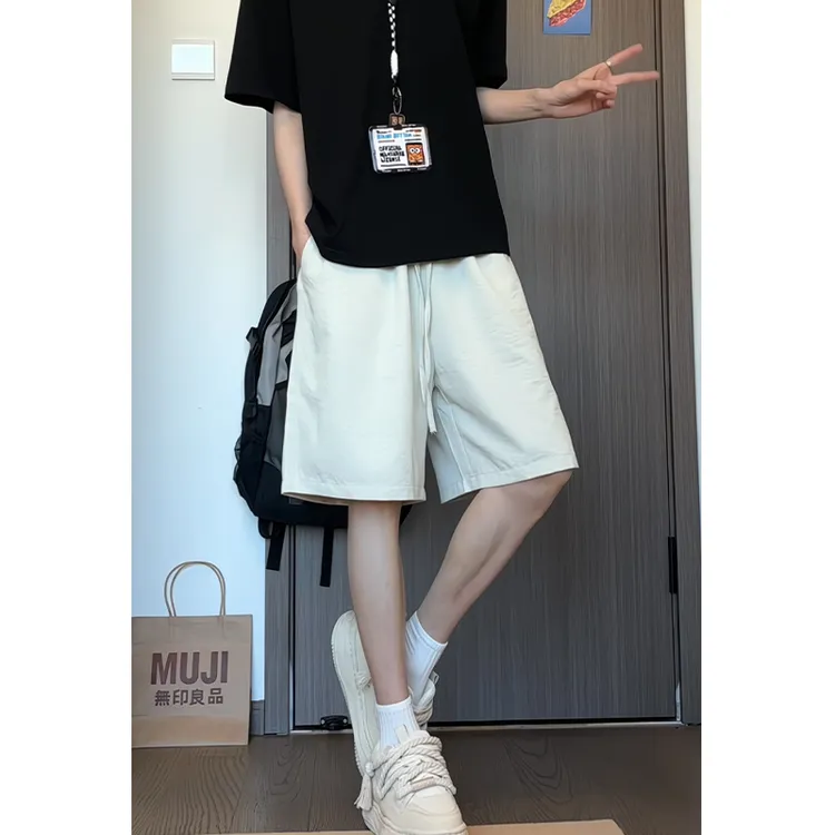 夏季男士冰丝短裤男透气速干休闲宽松运动百搭短裤美系纯色五分