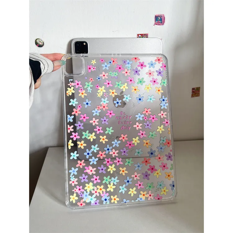 彩色花朵亚克力苹果2025平板保护套ipadAir7第十代10.9寸468代女3