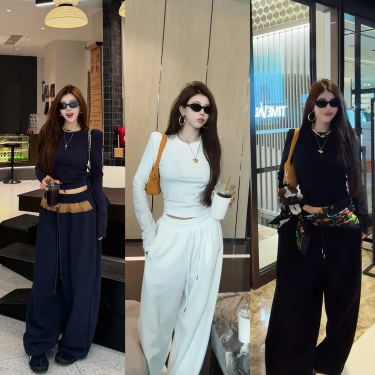 YEER·SHOP【时尚尽头~】爷儿秋冬时尚高级感显瘦垫肩上衣T阔腿裤