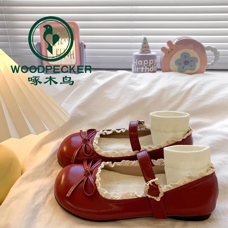 啄木鸟圆头蝴蝶结日系jk小皮鞋女夏2025新款平底lolita玛丽珍单鞋