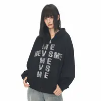 MEVSME烫钻开衫卫衣情侣春秋男女拉链帽衫美式休闲连帽外套