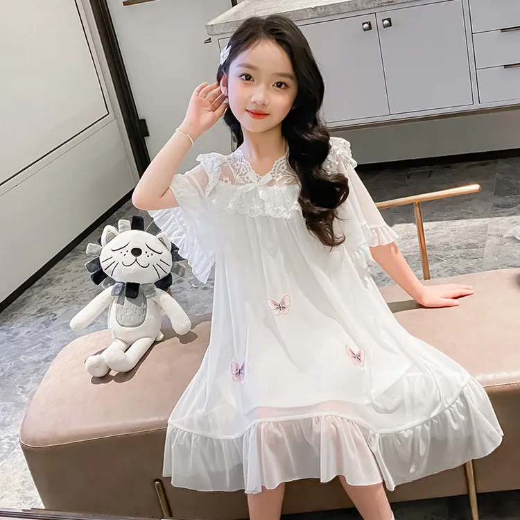 女童夏季2025新款洋气大童连衣裙薄款睡衣裙子宫廷睡裙儿童家居服