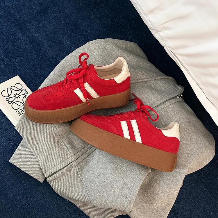 「6cm」内增高2025新款运动休闲女鞋德训鞋厚底女百搭系带小白鞋