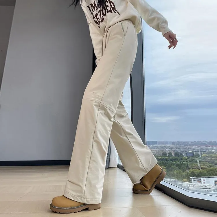 时尚羽绒裤女外穿冬季防寒东北白鸭绒棉裤工装直筒裤高个子加长裤