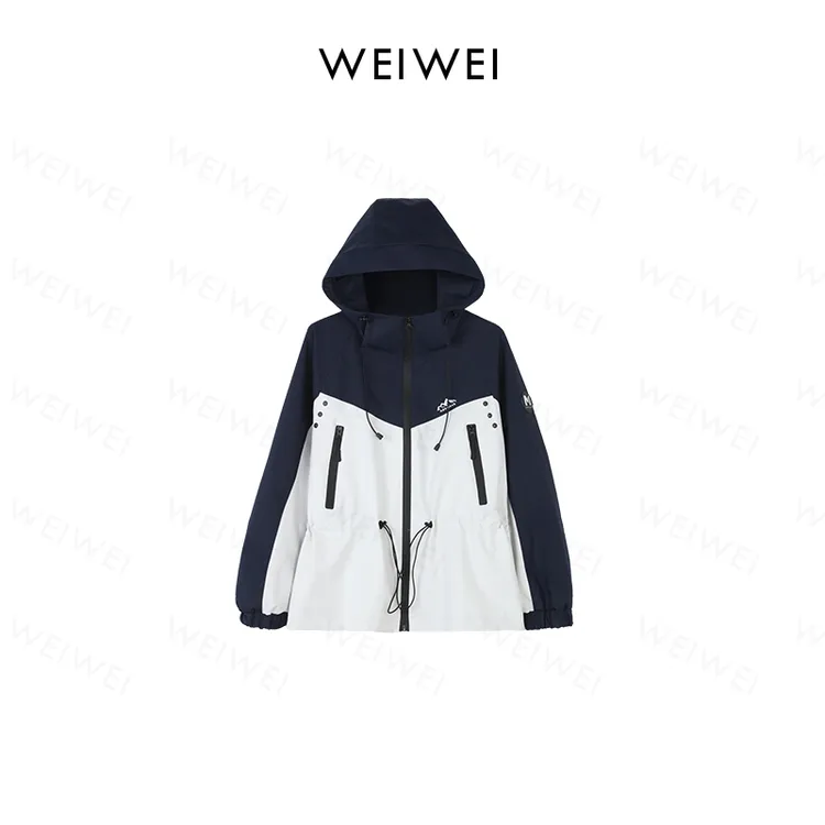 【迎风外套】轻拒水拼接撞色连帽可收腰夹克外套上衣-W17