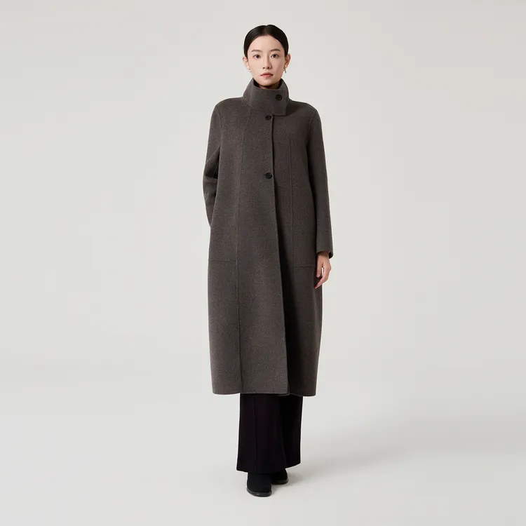 2025女士冬季新款双面羊绒大衣高级感大牌立领羊毛呢外套