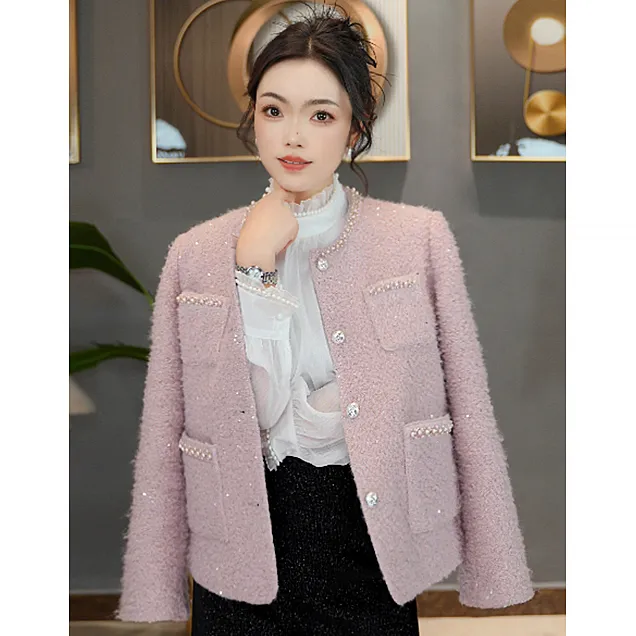 春季新款小香风短款圆领时尚三八妇女节年轻香风外套洋气气质款