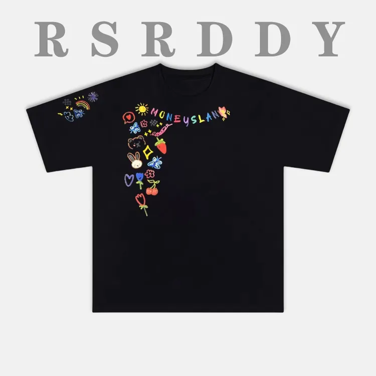 RSRDDY小众设计感潮牌美式短袖夏季男士情侣半袖男生白色短袖T恤