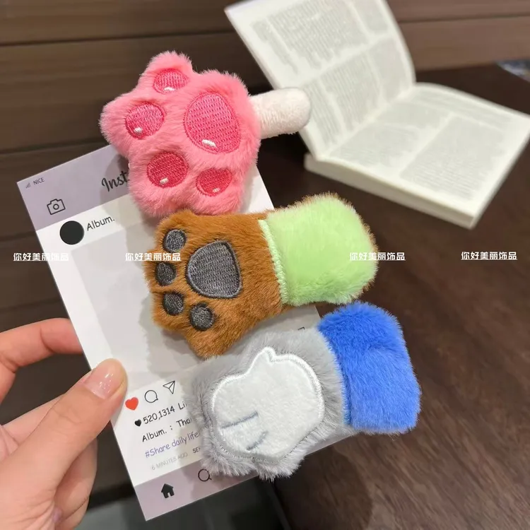 可爱卡通抓抓冰棍朱迪尼克发夹甜美少女刘海侧边夹秋冬毛茸茸发卡