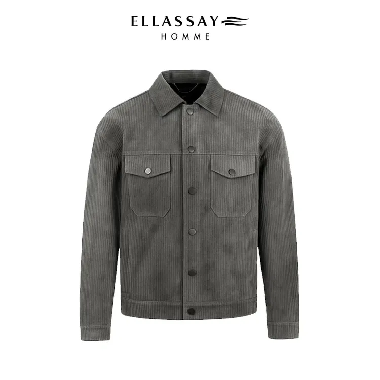 ELLASSAY歌力思男装新款南非进口绒面羊皮夹克外套EME334X00400