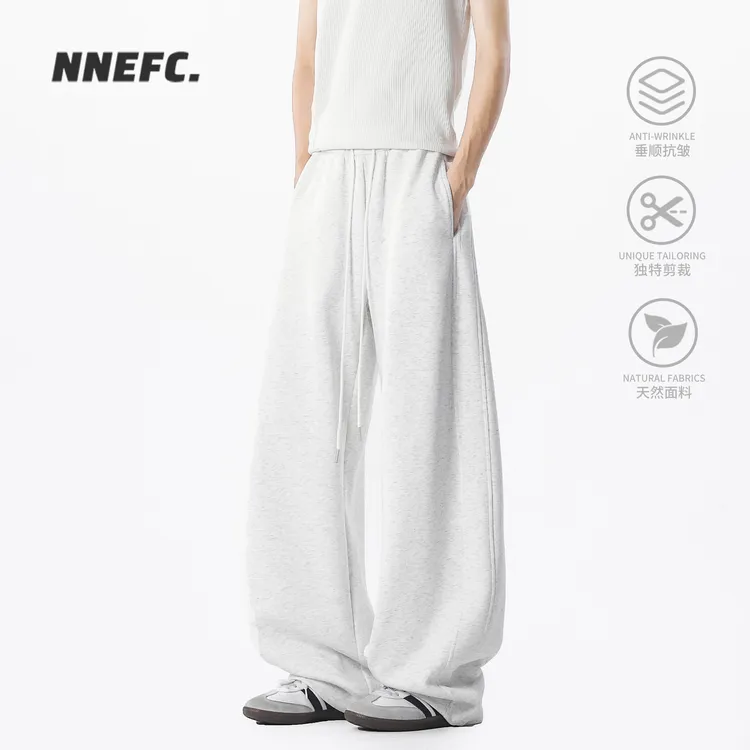 NNEFC美式简约弯刀裤男女秋冬加绒加厚宽松卫裤高级感运动休闲裤