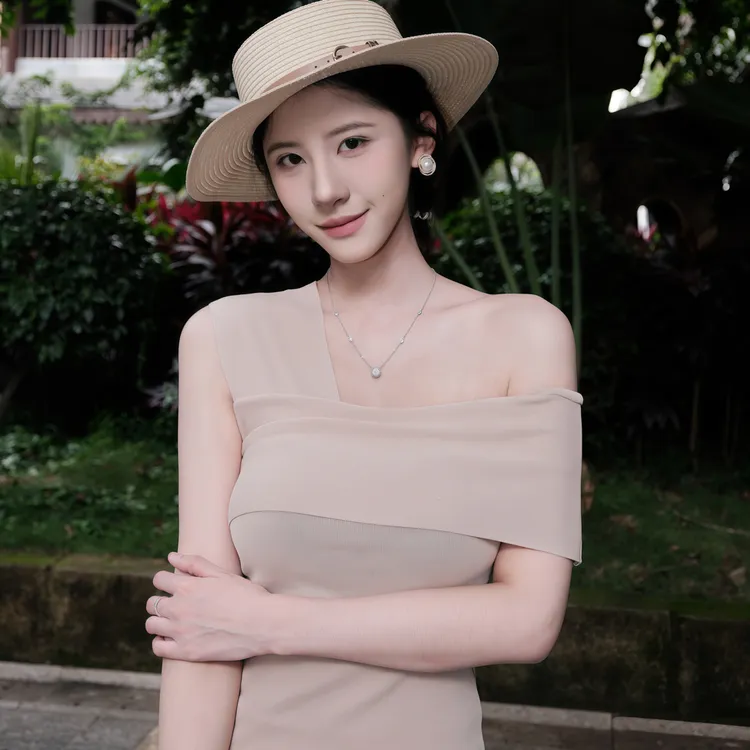 名媛风静奢风性感短袖辣妹风套装斜领修身T恤小众