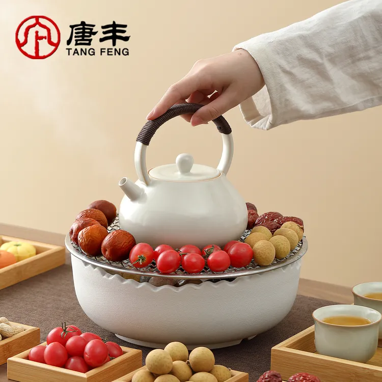 唐丰围炉煮茶家用室内器具全套陶瓷茶壶带盖电陶炉煮茶壶套装高档