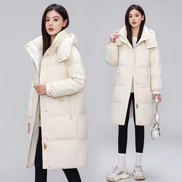 大品牌2024冬季新款爆款羽绒服女中长款时尚连帽显瘦宽松过膝外套