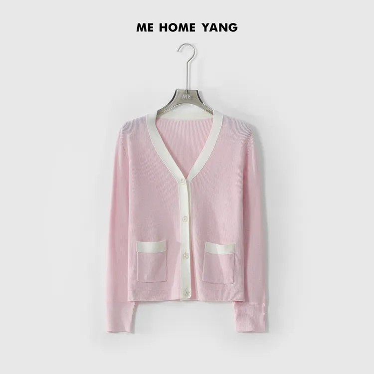 ME【温柔粉】春夏新款女士显瘦通勤时尚针织衫MEQS1373