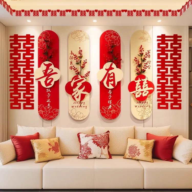 婚房布置新款喜字结婚套装房间新房装饰囍字门贴婚礼用品装饰品商品图