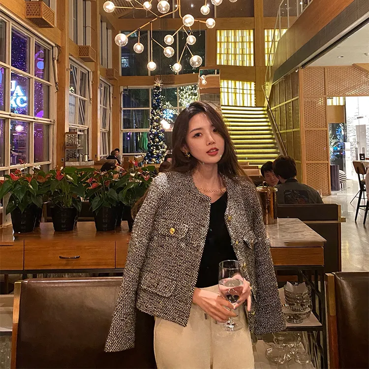 宋祖儿同款ACELINE格子粗花呢小香风外套女法式名媛羊毛上衣高定
