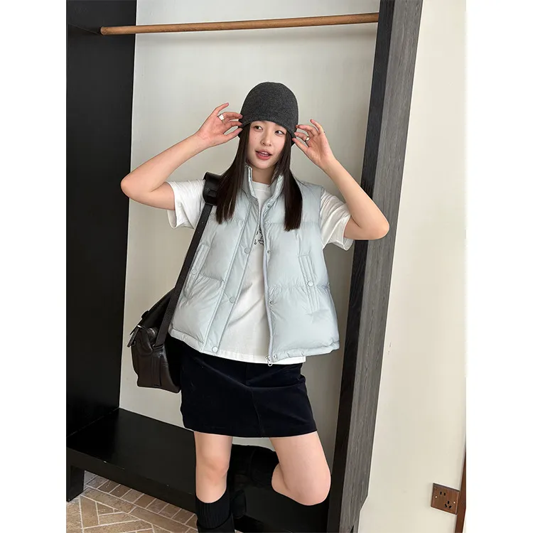 TG 休闲蓬松无袖羽绒立领马甲女2025冬日新款叠穿外搭厚外套25825