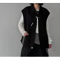 5619号#25670#秋百搭宽松休闲下摆抽绳双口袋马甲（配领带）D4-24