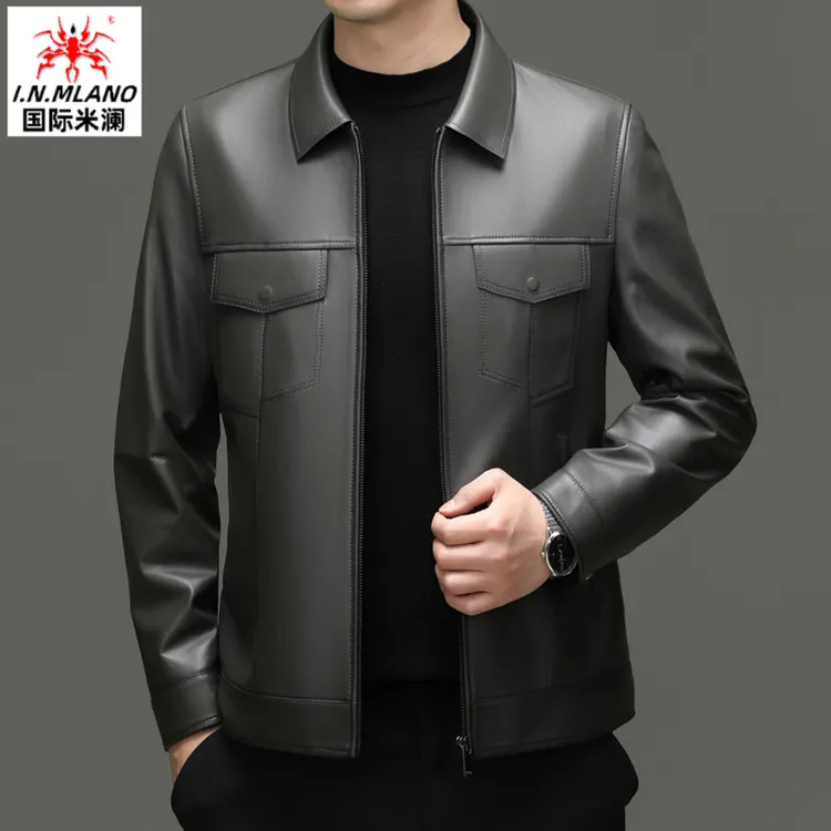 【绵羊皮】真皮皮衣男士秋冬季商务休闲头层翻领高档夹克外套男装潮